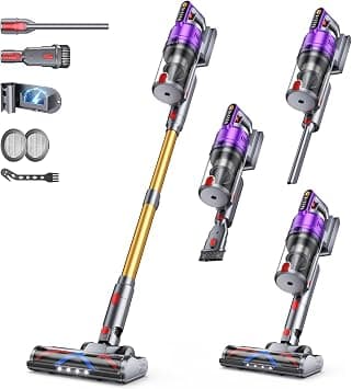 Cordless Vacuum Cleaner 600W 55Kpa Stick Vacuum,Up to 55Mins, Vacuum Cleaners for Home Rechargeable Wall Mount OLED Color Screen Anti-Tangled Vacuum for Car,Hardwood Floor,Carpets,Pet Hair - متتبع أسعار Amazon.sa