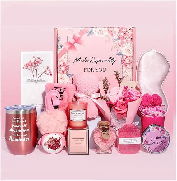 MissTiara Gift Set for Women Bath & Body Self Care Set with Scented Candles,Tumbler, Socks & More,Relaxing Spa Gifts for Birthday, Mother’s Day, Christmas & Valentine’s Day (Pink) on Amazon.ae - Price Tracker