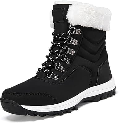 Snow Boots for Women Outdoor Non-slip Boots Winter Warm Plush Lined Mid Calf Boots Women's Waterproof Platform Snow Boots على Amazon.ae - متتبع الأسعار