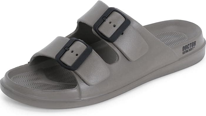 DOCTOR EXTRA SOFT Men's Classic Cushion Sliders/Slippers with Adjustable Buckle Strap for Adult | Comfortable & LightWeight |Stylish & Anti-Skid| Waterproof & Everyday Flip Flops for Gents/Boys D-505 on Amazon.ae - Price Tracker