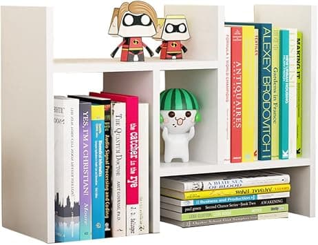 NeoStyle Desk Shelf Organizer,Desktop Bookshelf,Adjustable Wood Office Storage Rack, Bookcase Display Rack,Expandable Desk storage for Home,Office (White) على Amazon.ae - متتبع الأسعار