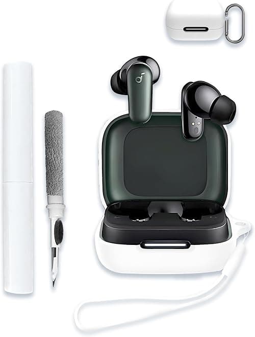 Case for Soundcore by anker P30iC Earbuds, Soft Silicone Protective Portable Scratch Shock Resistant Hard Shell with Cleaner Kit & Carabiner & Lanyard，White on Amazon.ae - Price Tracker