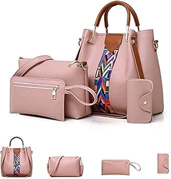 Women PU Leather Shoulder Bags and Handbags Tote Bag Set of 4 for Shopping and Travel on Amazon.ae - Price Tracker
