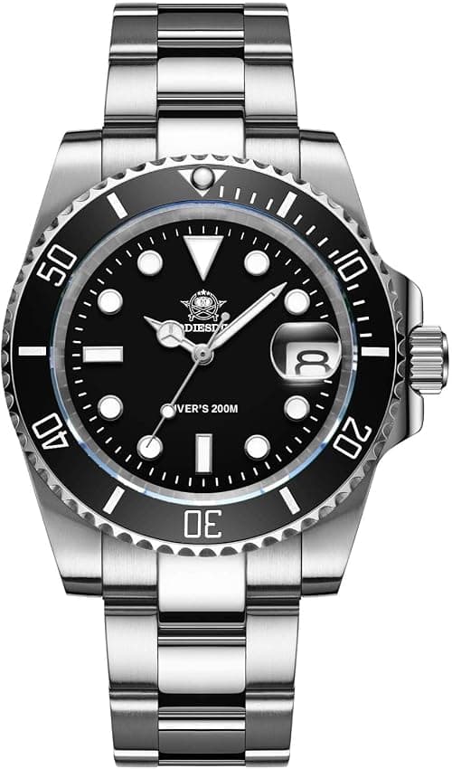 ADDIESDIVE Quartz Dive Watch for Men Diver 200M Steel Strap Luminous Multicolors Dial Black Blue Green Grey Red على Amazon.ae - متتبع الأسعار