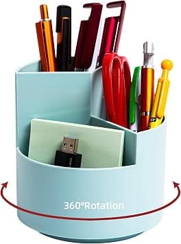 Desk Pencil Pen Holder, 3 Slots 360-Degree Spinning Pencil Pen Desk Organizers, Desktop Storage Pen Organizers Stationery Supplies, Cute Pencil Cup Pot for Office, School, Art Supply, Kids - Blue on Amazon.ae - Price Tracker