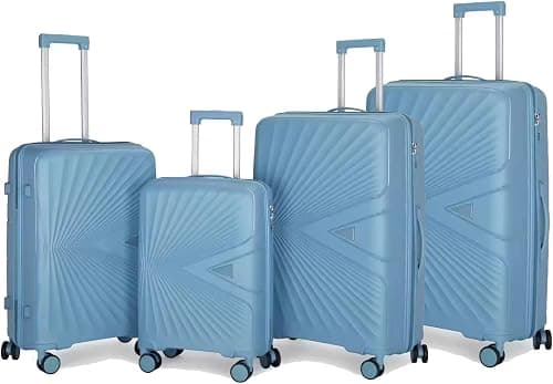 4 Piece Luggage Set ABS+PC Suitcase with Secure Lock Blue,Lightweight Spinner Trolley Cases 20/24/28/32 Inch, Durable Hard Shell Travel Bag with 360° Wheels for Business & Holiday on Amazon - Best Deal Finder