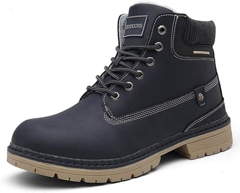 SKDOIUL Mens Winter Snow Boots Leather Ankle Walking Shoes with Warm Fur على Amazon.ae - متتبع الأسعار