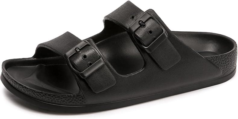 FUNKYMONKEY Women's Comfort Slides Double Buckle Adjustable EVA Flat Sandals على Amazon.ae - متتبع الأسعار