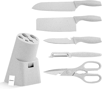Kitchen Knife Set of 6 with Ergonomic Handles – Sharp, Rust-Resistant Blades, Comfortable Grip, Includes Water-Proof Durable Knife Holder, Sleek & Organized Knife Block Set on Amazon.ae - Price Tracker