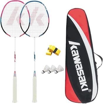 Kawasaki Badminton Rackets, Professional Graphite Shaft Badminton Set of 2 for Backyard, with 2 Lightweight Carbon Badminton Racquets/3 Badminton Shuttlecocks/2 Racquet Overgrips/1 Carry Bag on Amazon.ae - Price Tracker