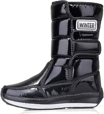 Women's Snow Boots Ladies Winter Warm Cotton Boots Fashion Shiny PU Leather Waterproof Snow Boots Outdoor Ski Boots Casual Everyday Walking Boots,Black,38EU on Amazon.ae - Price Tracker