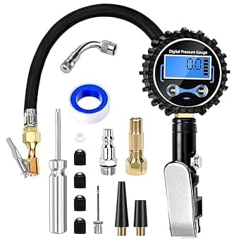 Digital Tire Pressure Gauge Inflator Deflator 200PSI, Air Compressor Kit LCD Air Chuck, Heavy Duty Rubber Hose, Quick Connect Coupler Leak-Proof Valve with Emergency LED Light For Car Bike Ball Truck - Amazon.ae Price Tracker