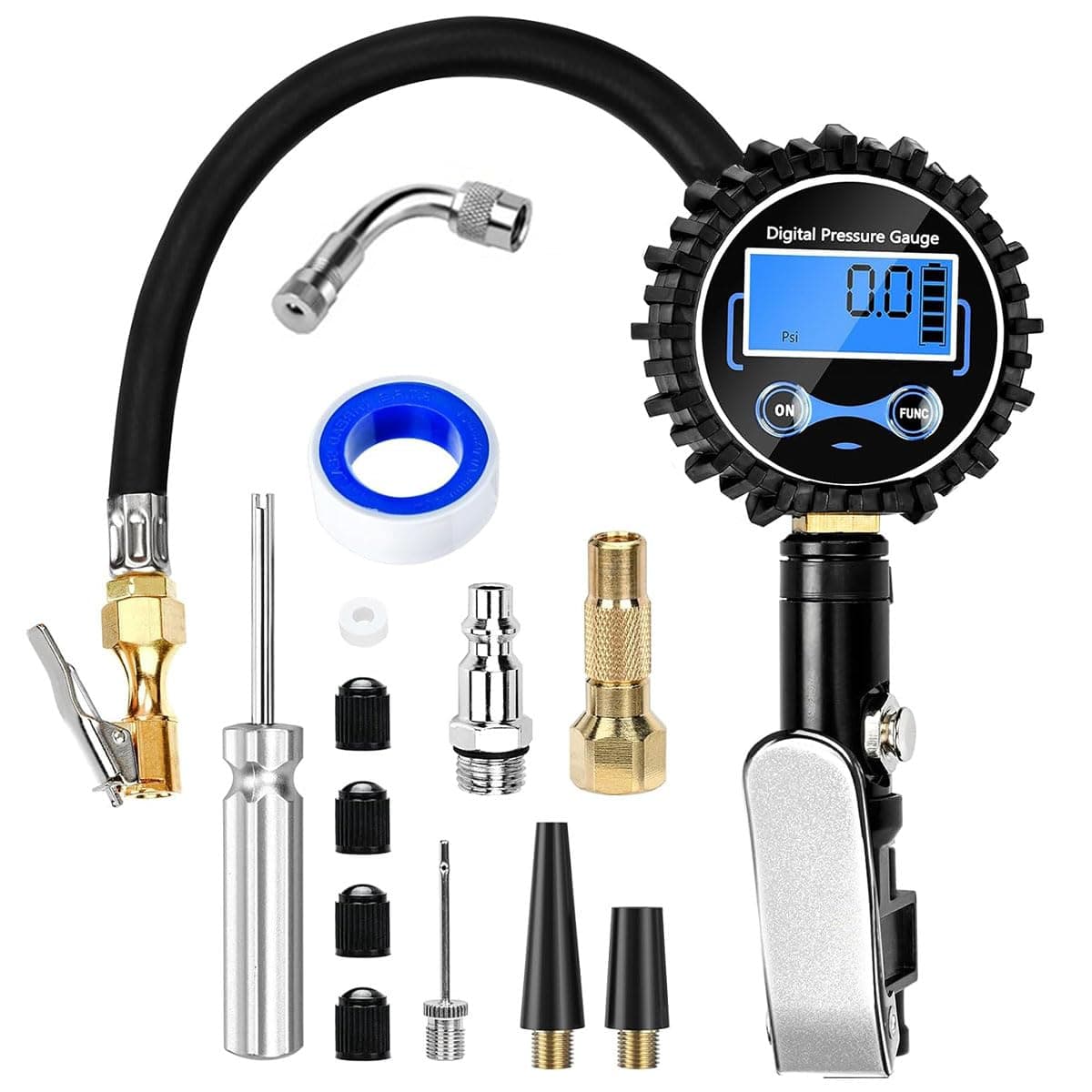 Digital Tire Pressure Gauge Inflator Deflator 200PSI, Air Compressor Kit LCD Air Chuck, Heavy Duty Rubber Hose, Quick Connect Coupler Leak-Proof Valve with Emergency LED Light For Car Bike Ball Truck on Amazon.ae - Price Tracker
