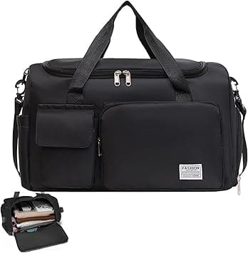 Foldable Gym Travel Duffel Bag Multipurpose 20L Foldable Duffel Bag Gym Yoga Bag Carry-On Shopping Sack Travel Organizer Cabin Bag Sundry Package Wet&Dry Compartment (black) on Amazon.ae - Price Tracker