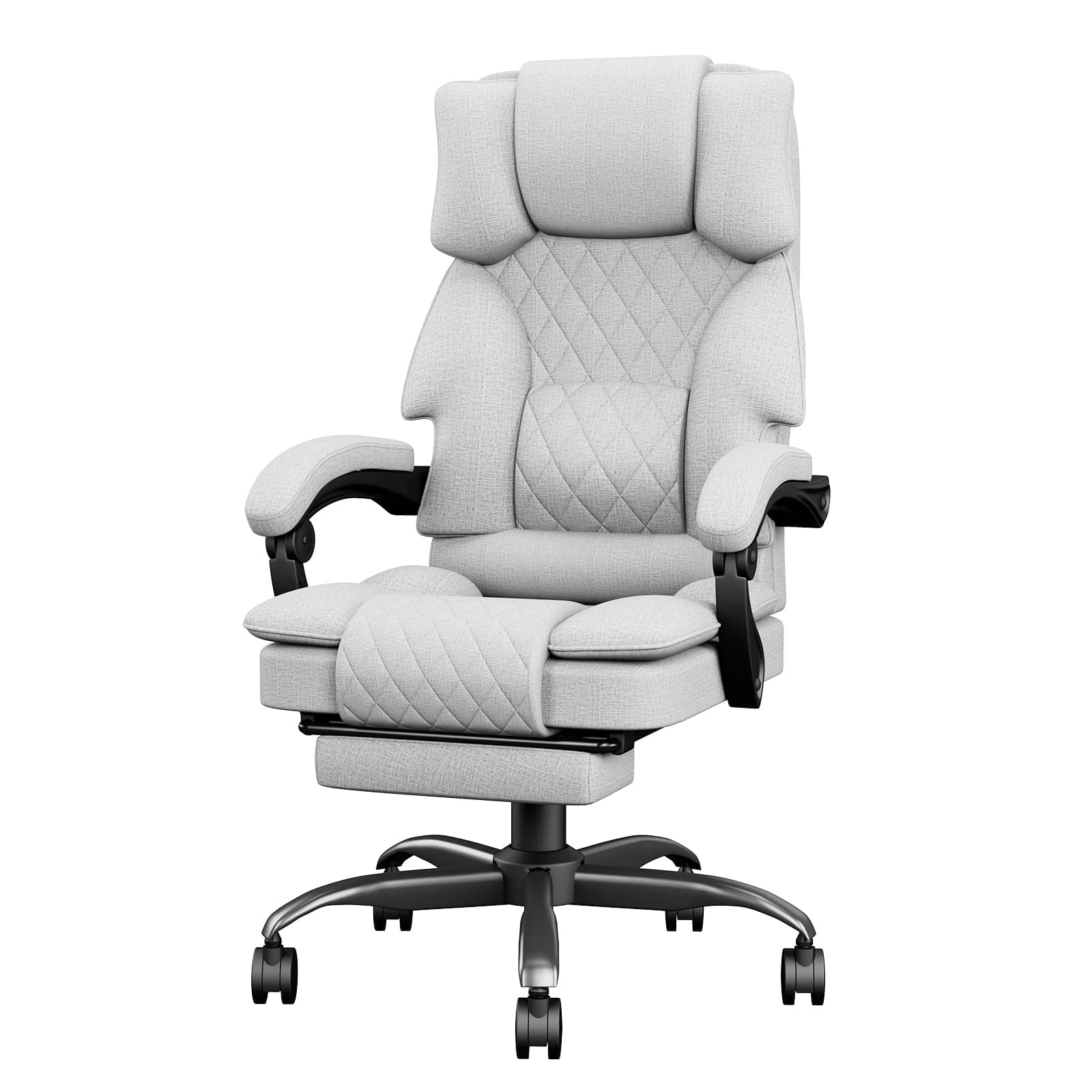 PZDO Ergonomic Office Chairs for Home, Big Tall Fabric Computer Chair with Footrest & Wide Seat, Height Adjustable Home Desk Chairs for Teens, Executive Armchair, 350LBS, Light Grey on Amazon.ae - Price Tracker