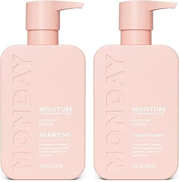 MONDAY HAIRCARE Moisture Shampoo + Conditioner Set (2 Pack) 12oz Each, Dry, Coarse, Stressed, Coily & Curly Hair, Made from Coconut Oil, Rice Protein, Shea Butter, & Vitamin E, 100% Recyclable Bottles on Amazon.ae - Price Tracker