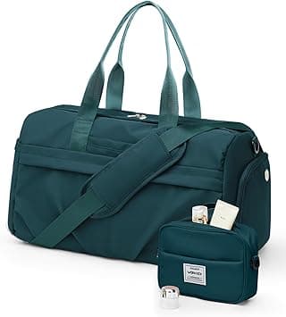 Gym Bag for Women Men, Sport Duffel Bag with Toiletry Bag & Shoe Compartment,Waterproof Travel Weekender Overnight Carry on Bag for Yoga with Trolley Sleeve, Peacock Blue Set on Amazon.ae - Price Tracker