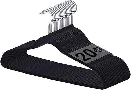 SKY-TOUCH Velvet Hangers 20 Pack - Non-Slip Premium Hangers for Clothes, Felt heavy Duty Coat Hangers with 360° Swivel Hooks for Suits, Jackets, Trousers, Jeans,Black on Amazon.ae - Price Tracker