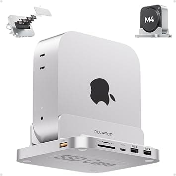 Mac mini M4 Dock with 4TB M.2 SSD Enclosure, 8-in-1 Aluminum Vertical USB-C Hub for Mac mini M4 Pro Hub Stand with USB-A/C 3.2 10Gbps, 2xUSB-A 2.0, 3.5mm Audio, SD/TF Slots (SSD NOT Included) on Amazon.ae - Price Tracker
