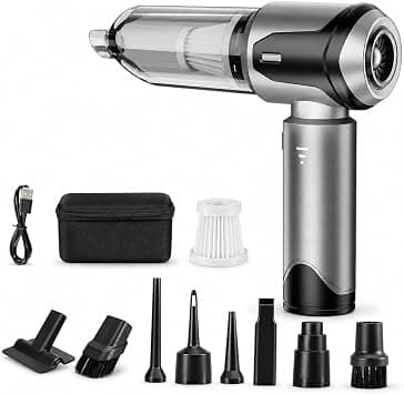 Handheld Vacuum Cleaner, 16000Pa Powerful Car Vacuum Cleaner Cordless with Multiple Brush Heads Digital Display, Lightweight Mini Car Hoover, Rechargeable Portable Air Duster for Car, Home, Kitchen - متتبع أسعار Amazon.sa