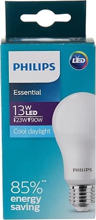Philips Essential Led Bulb Cool Daylight 1450 Lumen 13W, E27 Capbase-6500K 230V 1Pf/12Uae - متتبع أسعار Amazon.sa