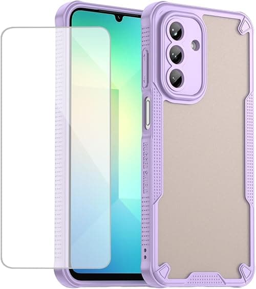 Case for Galaxy A26 Case/Galaxy A17/Galaxy F17 5G/M17 5G SM-A266B with Tempered Glass Screen Protector, Translucent Matte Back Cover Non-Slip Texture Phone Cover for Samsung Galaxy A26 Purple on Amazon.ae - Price Tracker