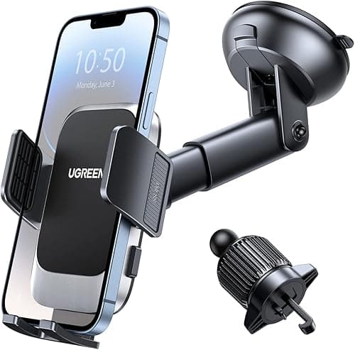 UGREEN Car Phone Holder Car Mount, [Upgraded 4-in-1 Dashboard/Air Vent/Windscreen], [One-button Release], Metal Hook Mobile Holder, Fit for iPhone 17/16/15/14, Samsung S25/24/23, 4.7-7.2" Accessories on Amazon.ae - Price Tracker