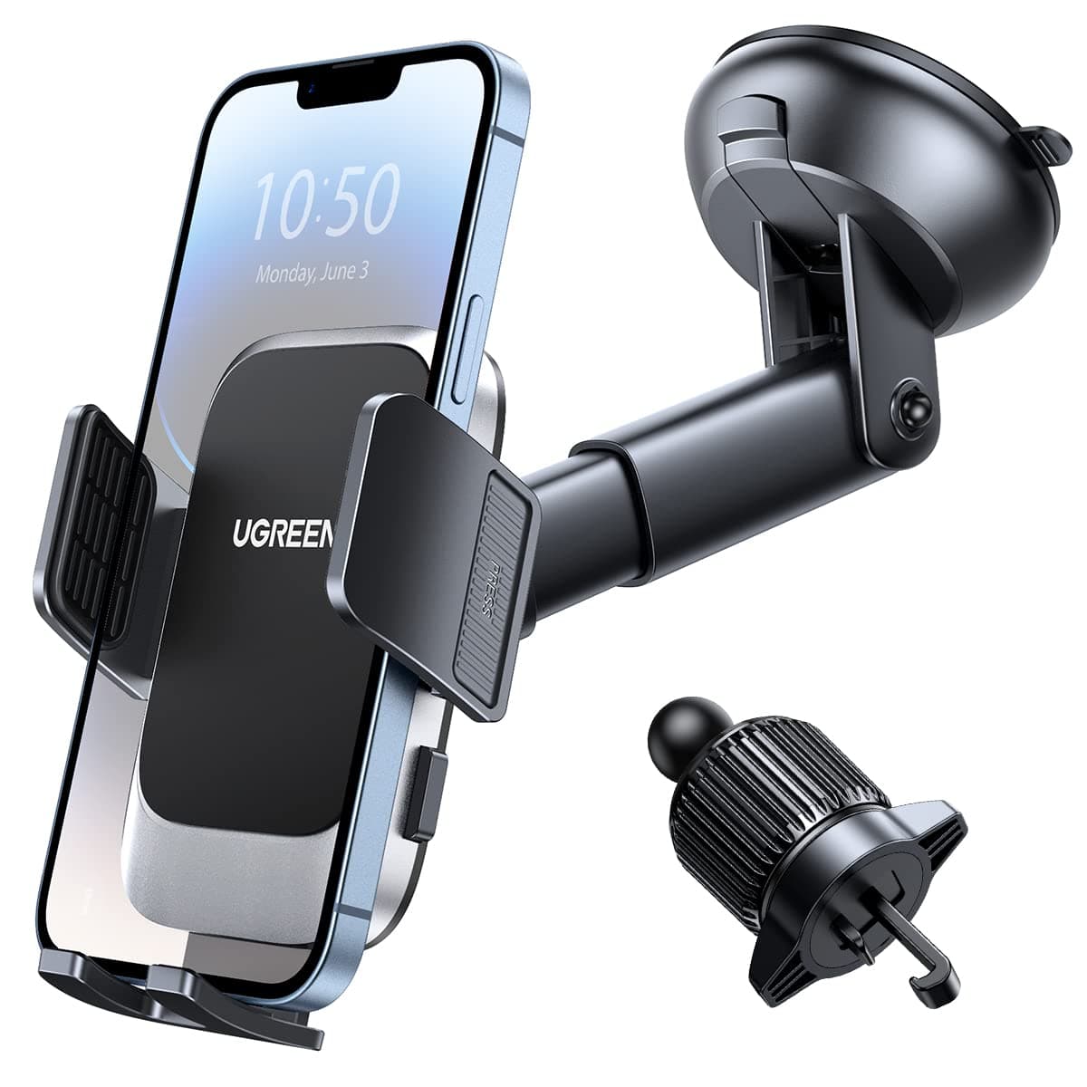 UGREEN Car Phone Holder Car Mount, [Upgraded 4-in-1 Dashboard/Air Vent/Windscreen], [One-button Release], Metal Hook Mobile Holder, Fit for iPhone 17/16/15/14, Samsung S25/24/23, 4.7-7.2" Accessories on Amazon.ae - Price Tracker
