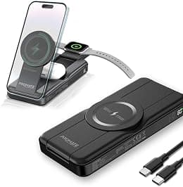 Promate iPhone 15 Power Bank, Foldable Design, 15W Charger, 3W AirPods Pro Charger, 20W USB-C Power Delivery, 18W QC 3.0 Ports for iPhone, Samsung Galaxy, Apple Watch POWERPACK-FOLD - Best Deal Finder