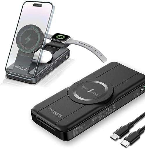 Promate iPhone 15 Power Bank, Foldable Design, 15W Charger, 3W AirPods Pro Charger, 20W USB-C Power Delivery, 18W QC 3.0 Ports for iPhone, Samsung Galaxy, Apple Watch POWERPACK-FOLD on Amazon - Best Deal Finder