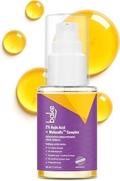 BAKE 2% Kojic Acid Face Serum with 5% Niacinamide & 2% Glycolic Acid for Pigmentation & Dark Spots | For Dark Circles, Tan Removal & Sun Damaged Skin | Skin Brightening & Glowing | 30ml على Amazon.ae - متتبع الأسعار