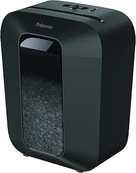 Fellowes Paper Shredder for Home Office Use - 8 Sheet Mini Cut Shredder for Home and Office Use - Deskside Shredder with 17 Litre Bin and Safety Lock - Powershred LX41 - Advanced Security P4 - Black - Best Deal Finder