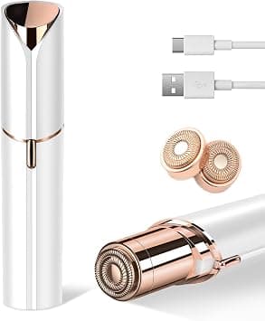 Facial Hair Remover for Women- as Seen on TV Painless Face Shaver -Mini Hair Remover, Electric Razor Shaver Portable Bikini Epilator for Lips, Chin, Armpit, Peach Fuzz, Fingers(White+2 Heads on Amazon.ae - Price Tracker