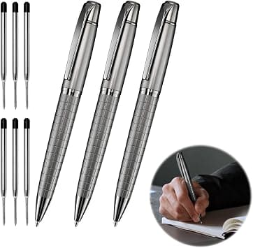 3PCS Ballpoint Pens Black Ink Stainless Steel 1.0mm Medium Point Professional Cool Pens Includes 6 Extra Refills Perfect for Business Office School Use Ideal for Students Teachers and Writing Tasks on Amazon.ae - Price Tracker