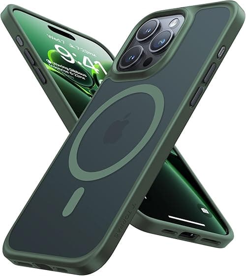 TORRAS Magnetic Shockproof for iPhone 15 Pro Case, [Military-Grade Drop Tested][Compatible with MagSafe] Translucent Hard PC Back with Silicone Slim Protective Cover Anti-Fingerprint, Green on Amazon.ae - Price Tracker