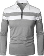 YTD Men's Long Sleeve Polo Shirts Quarter-Zip Casual Slim Fit Lapel Neck Basic Designed Cotton Shirts - Best Deal Finder