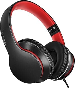 LORELEI X6 Over-Ear Headphones with Microphone, Lightweight Foldable & Portable Stereo Bass Headphones with 1.45M No-Tangle,Wired Headphones for Smartphone Tablet MP3 / 4 (Black-Red) on Amazon.ae - Price Tracker