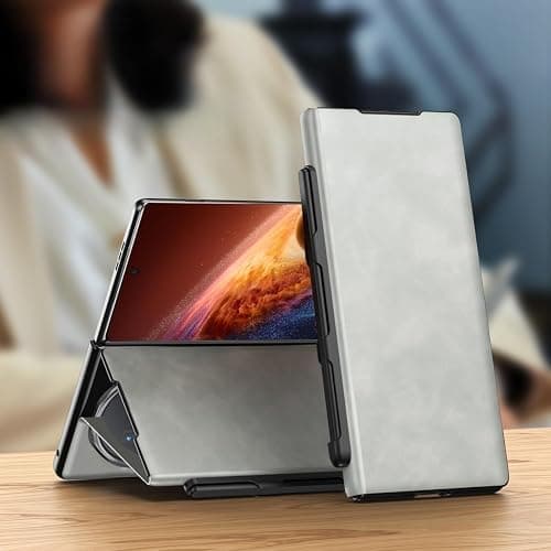 Gruattreay Case Compatible with Honor Magic V6, with Stylus Pen and Pen Slot, Premium Nappa Texture Leather Case Magnetic Closure Flip Cover Shockproof Protective Stand Cover (Grey) على Amazon.ae - متتبع الأسعار