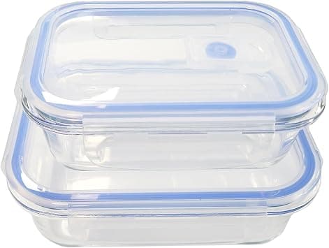 HOMEPRO Glass Food Storage Containers Set of 2 Lunch Box with Airtight Lids [370ml & 640ml] - BPA Free Leakproof tupperware & tiffin box for office,Container for Kitchen Organization with Locking Lids on Amazon.ae - Price Tracker