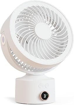 Desk Fan, 9 Inch Quiet Table Fan for Bedroom, Air Circulator Fan with 3 Speeds and 4H Timer, for Office, Dorm, and Room, Beige on Amazon.ae - Price Tracker
