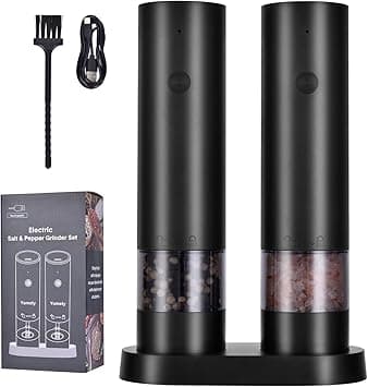 Electric Salt and Pepper Grinder Set-Rechargeable Salt and Pepper Mill Set All in One, Automatic Refillable Adjustable Coarseness Ceramic Grinder, Salt and Pepper Shakers for Kitchen Appliances on Amazon.ae - Price Tracker