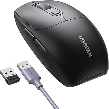 UGREEN Gaming Mouse Rechargeable Tri-mode, 5000 DPI Bluetooth, 2.4GHz, Wired, RGB Backlighting Ergonomic Optical Mice, Lightweight Game with 5 Programmable Buttons for Laptop, PC, Tablet on Amazon.ae - Price Tracker