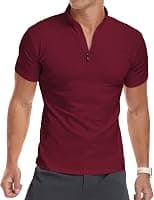 YTD Men's Long/Short Sleeve Polo Shirts Quarter-Zip Casual Slim Fit Mock Neck Basic Designed Cotton Shirts - Best Deal Finder