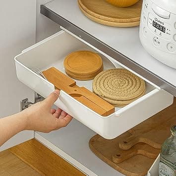 Under Desk Drawer, Self Adhesive Hidden Storage Box, 13 X 9.2 Inch, Large Capacity, White, Organize Stationery Office Supplies Cutlery Cosmetics, for Home Office Desk Countertop Hidden Organizer على Amazon.ae - متتبع الأسعار