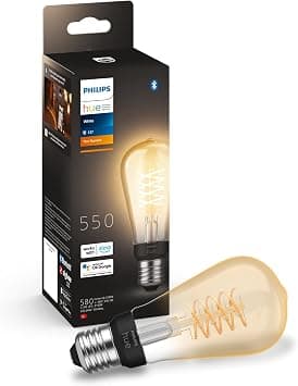 Philips Hue White Filament Regular ST64 LED Smart Light Bulb 1 Pack [E27 Edison Screw], with Bluetooth, Works with Alexa, Google Assistant and Apple Homekit. - متتبع أسعار Amazon.sa