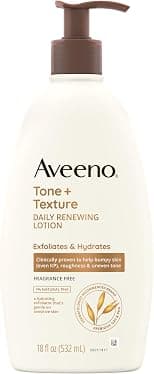 Aveeno Tone + Texture Daily Renewing Body Lotion With Prebiotic Oat, Gently Exfoliates & Hydrates Sensitive Skin, Rough Skin, Fragrance-Free, Fl. Oz, 18 Ounce (Pack of 1) - Best Deal Finder