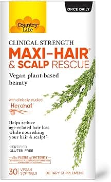 Country Life Maxi-Hair & Scalp Rescue, Clinical Strength Plant-Based Beauty, 30 Softgels, Gluten Free على Amazon.ae - متتبع الأسعار
