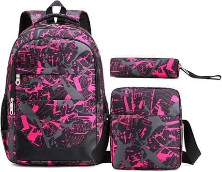 TAPIT 5PCS Girls School Backpacks Combo Set with Bear Pendant Back to School Supplies Cute Schoolbag, Lunch Bag, Pencil Case, Shoulder Bag, Travel Bag Gifts for Girls (X02-Purple) on Amazon.ae - Price Tracker
