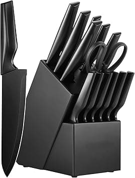 Hcosmy Knife Sets for Kitchen with Block Self Sharpening, 14 Pcs Kitchen Knife Set, Ultra Sharp Chef Knife Set for Kitchen, Dishwasher Safe, High Carbon Stainless Steel Knife Block Set on Amazon.ae - Price Tracker