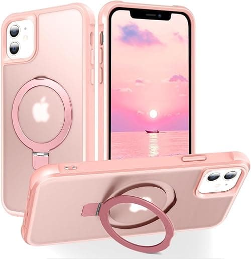 ELEPIK for iPhone 11 Case with Adjustable Ring Stand, [Compatible with MagSafe] [Wireless Charging Compatible] Military Grade Magnetic Protective Phone Cover for iPhone 11, Pink على Amazon.ae - متتبع الأسعار